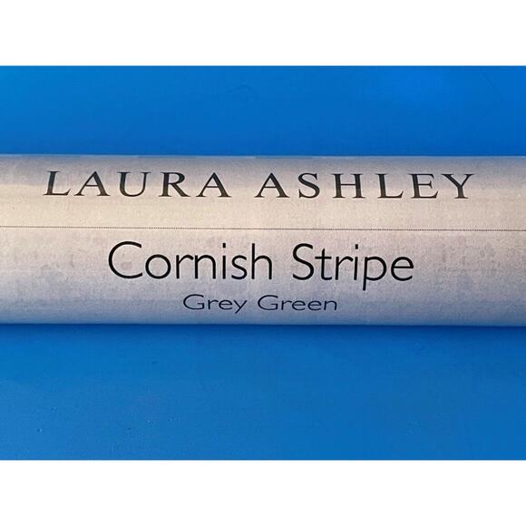 Laura Ashley Cornish Stripe Wallpaper Roll Grey Green More Available - Picture 2 of 7